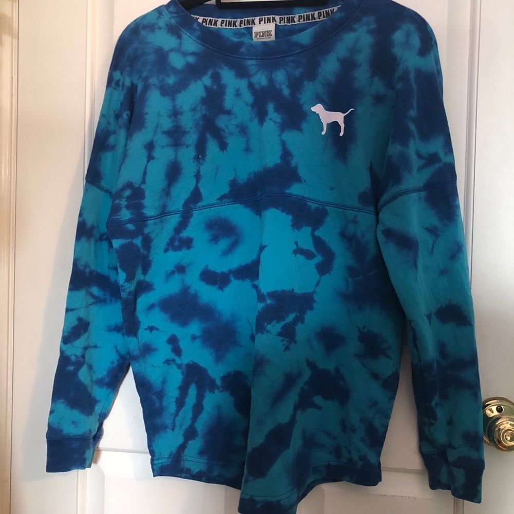 pink vs blue tie dye crewneck sweatshirt
